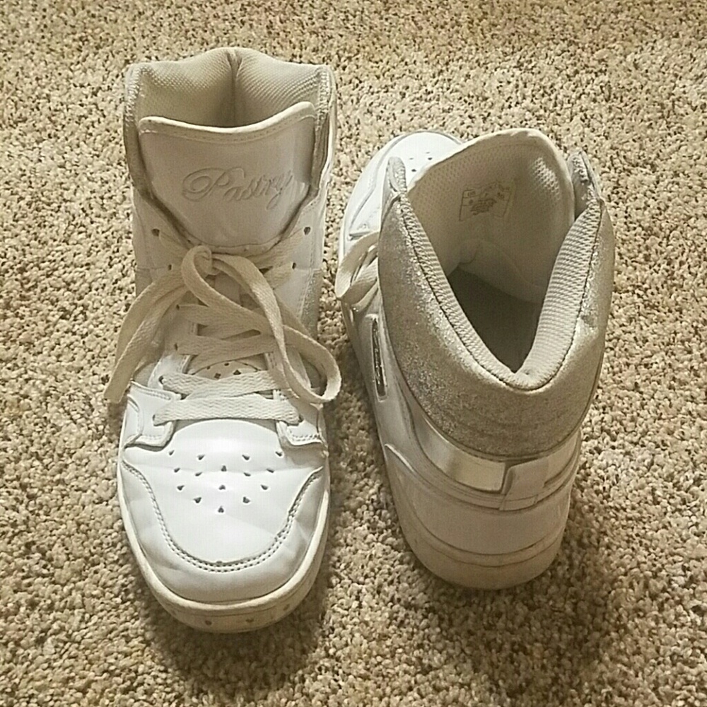 White and Silver High Sneakers